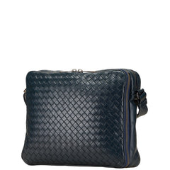 ボッテガヴェネタ イントレチャート 斜め掛け ショルダーバッグ ネイビー レザー レディース BOTTEGAVENETA 【中古】