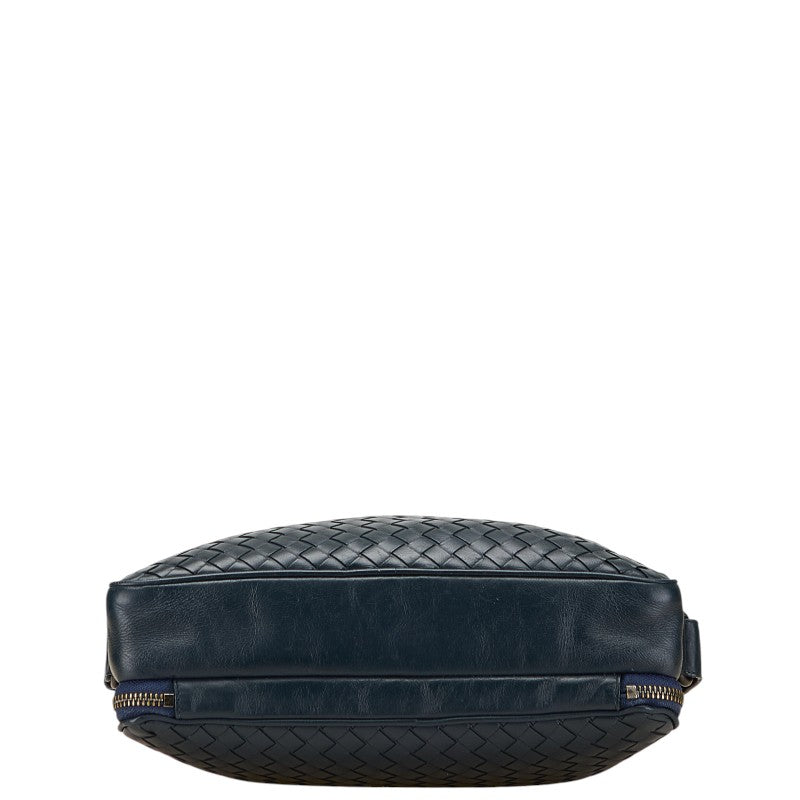 ボッテガヴェネタ イントレチャート 斜め掛け ショルダーバッグ ネイビー レザー レディース BOTTEGAVENETA 【中古】