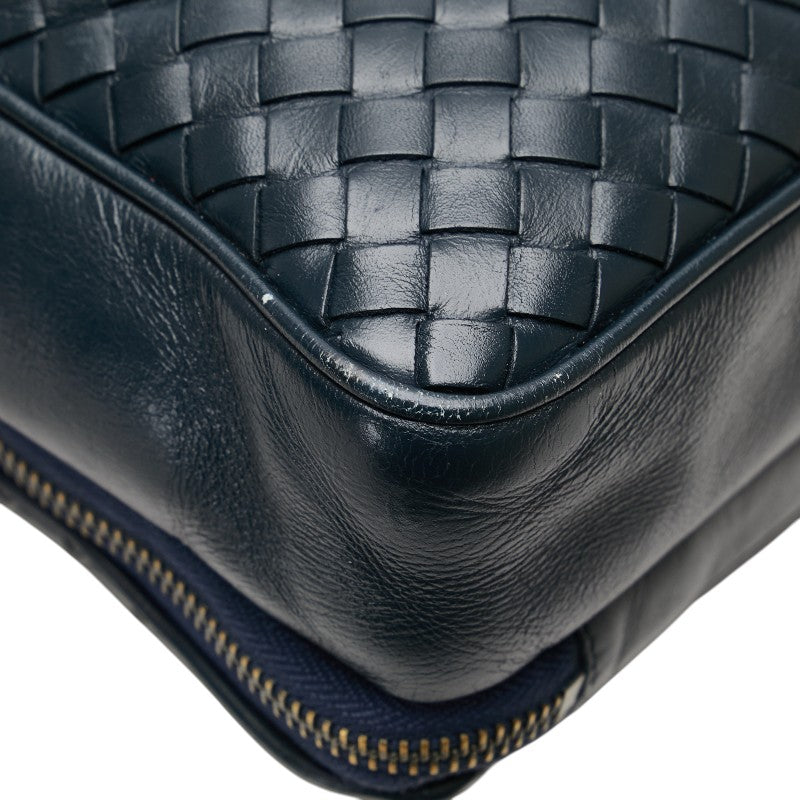 ボッテガヴェネタ イントレチャート 斜め掛け ショルダーバッグ ネイビー レザー レディース BOTTEGAVENETA 【中古】