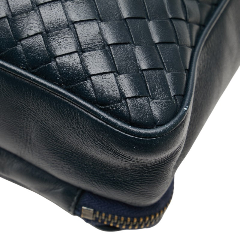 ボッテガヴェネタ イントレチャート 斜め掛け ショルダーバッグ ネイビー レザー レディース BOTTEGAVENETA 【中古】