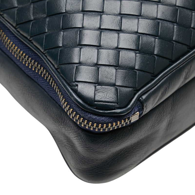 ボッテガヴェネタ イントレチャート 斜め掛け ショルダーバッグ ネイビー レザー レディース BOTTEGAVENETA 【中古】