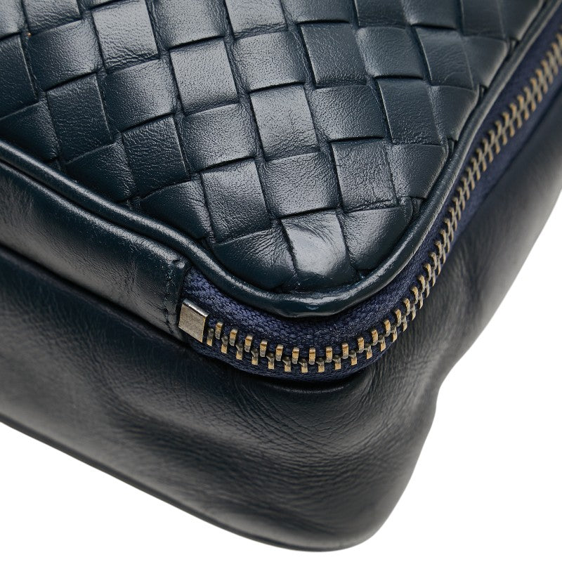 ボッテガヴェネタ イントレチャート 斜め掛け ショルダーバッグ ネイビー レザー レディース BOTTEGAVENETA 【中古】
