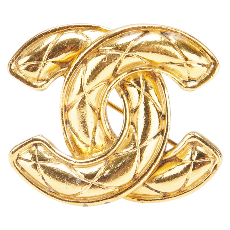 シャネル マトラッセ ココマーク ブローチ ゴールド メッキ レディース CHANEL 【中古】