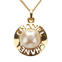シャネル ロゴ パール ネックレス ゴールド メッキ レディース CHANEL 【中古】