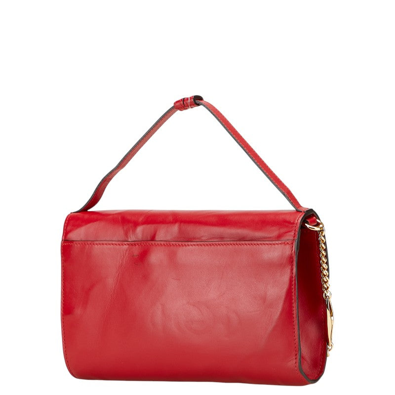 グッチ ズゥミ チェーン ショルダーバッグ ハンドバッグ 572375 レッド レザー レディース GUCCI 【中古】