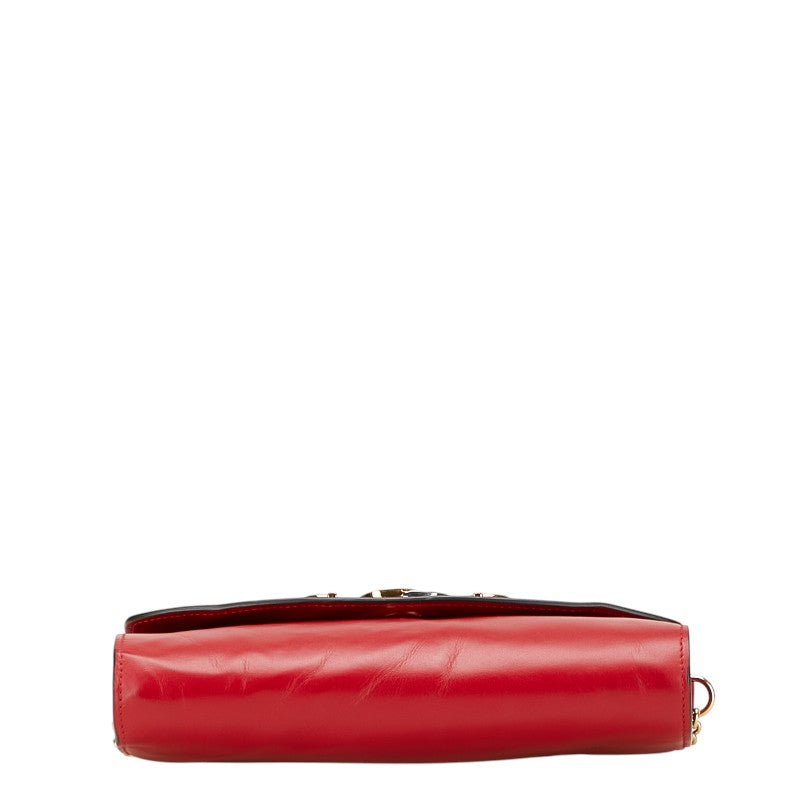 グッチ ズゥミ チェーン ショルダーバッグ ハンドバッグ 572375 レッド レザー レディース GUCCI 【中古】