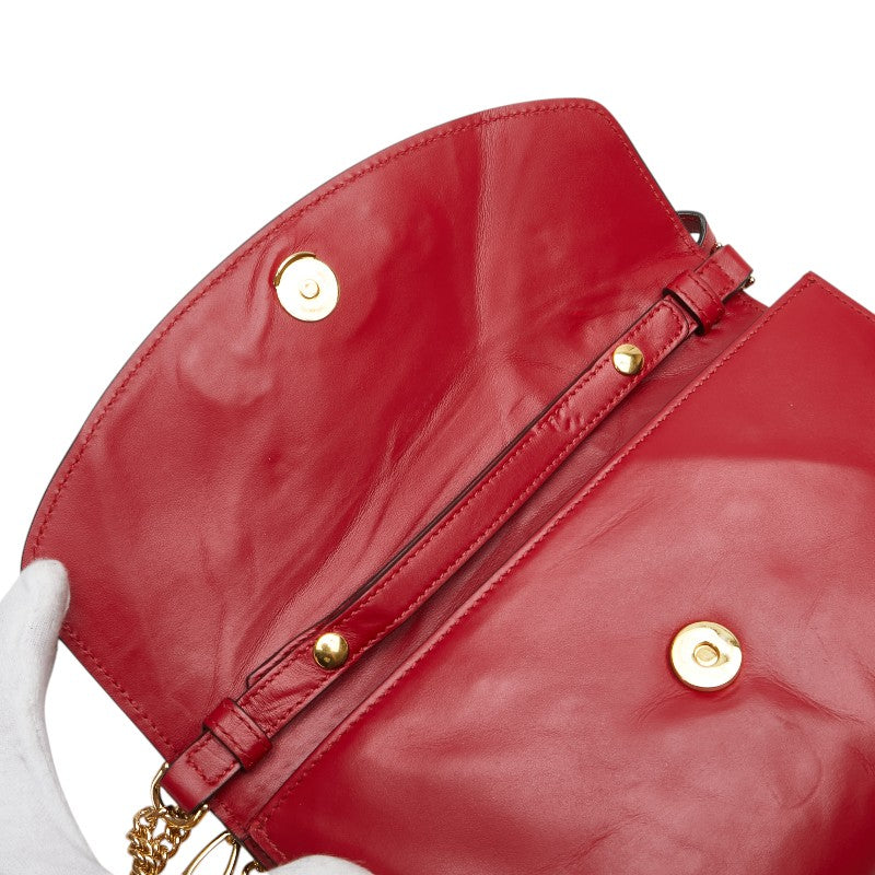 グッチ ズゥミ チェーン ショルダーバッグ ハンドバッグ 572375 レッド レザー レディース GUCCI 【中古】