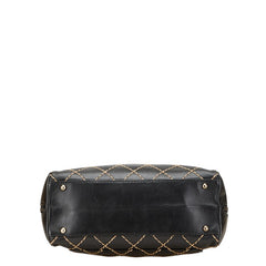 シャネル ワイルドステッチ ココマーク ハンドバッグ ブラック ラムスキン レディース CHANEL 【中古】
