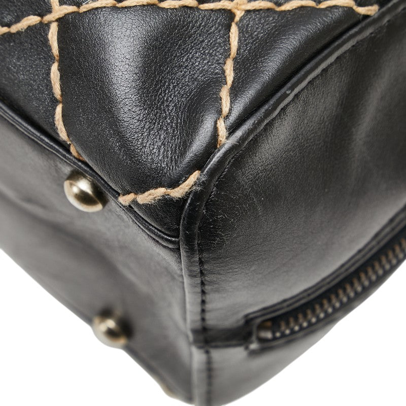 シャネル ワイルドステッチ ココマーク ハンドバッグ ブラック ラムスキン レディース CHANEL 【中古】