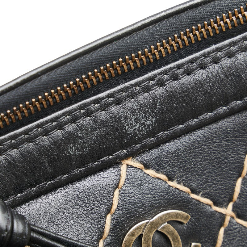 シャネル ワイルドステッチ ココマーク ハンドバッグ ブラック ラムスキン レディース CHANEL 【中古】
