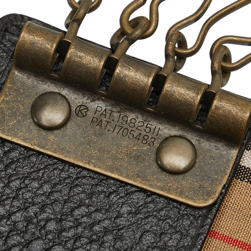 バーバリー ノバチェック キーケース 4連 ブラック レザー レディース BURBERRY 【中古】
