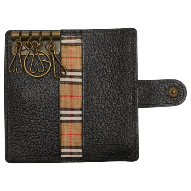 バーバリー ノバチェック キーケース 4連 ブラック レザー レディース BURBERRY 【中古】
