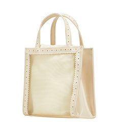 ヴァレンティノ ガラヴァーニ スポーツ Vロゴ ハンドバッグ ホワイト パテントレザー メッシュ レディース VALENTINO 【中古】