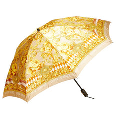 ヴェルサーチェ 花 フラワー モチーフ 折り畳み傘 ゴールド ブラウン ポリエステル レディース VERSACE 【中古】