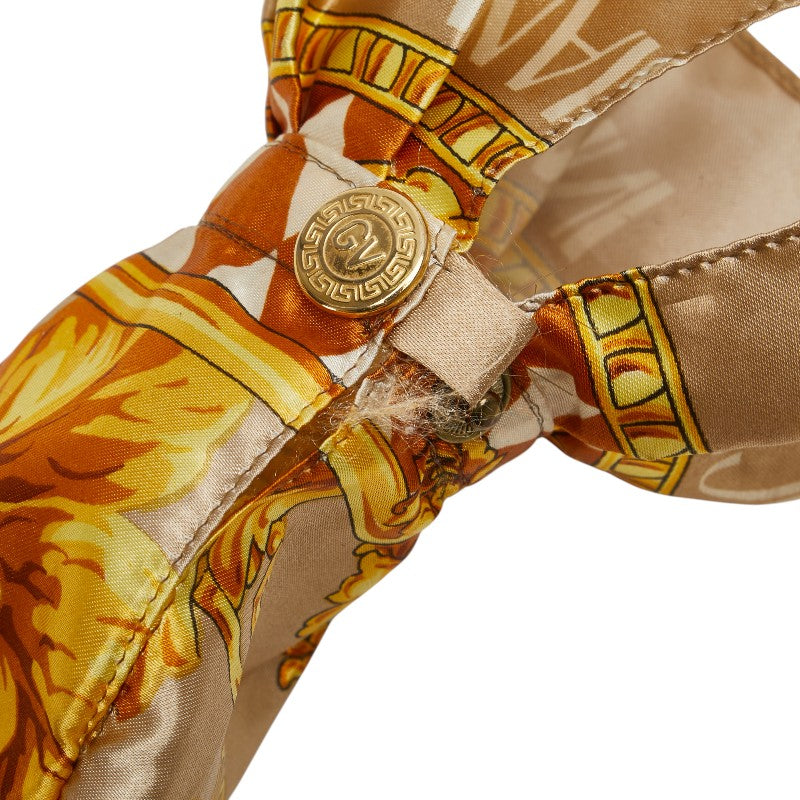 ヴェルサーチェ 花 フラワー モチーフ 折り畳み傘 ゴールド ブラウン ポリエステル レディース VERSACE 【中古】