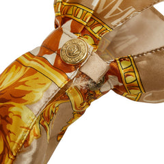 ヴェルサーチェ 花 フラワー モチーフ 折り畳み傘 ゴールド ブラウン ポリエステル レディース VERSACE 【中古】