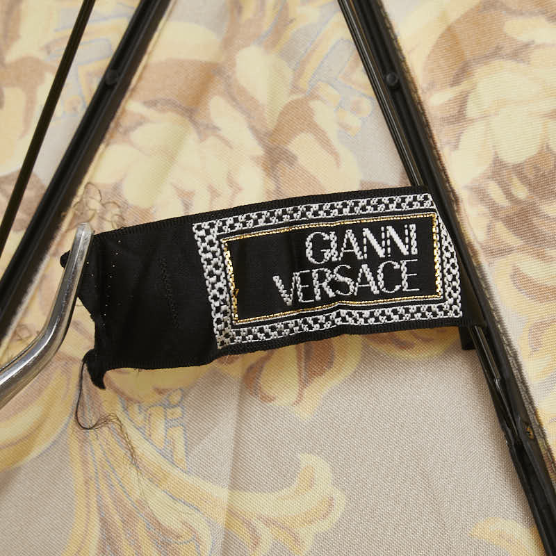 ヴェルサーチェ 花 フラワー モチーフ 折り畳み傘 ゴールド ブラウン ポリエステル レディース VERSACE 【中古】