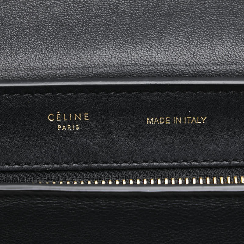 セリーヌ トラペーズ クロコ型押 ハンドバッグ ショルダーバッグ 2WAY ブラック レザー レディース CELINE 【中古】