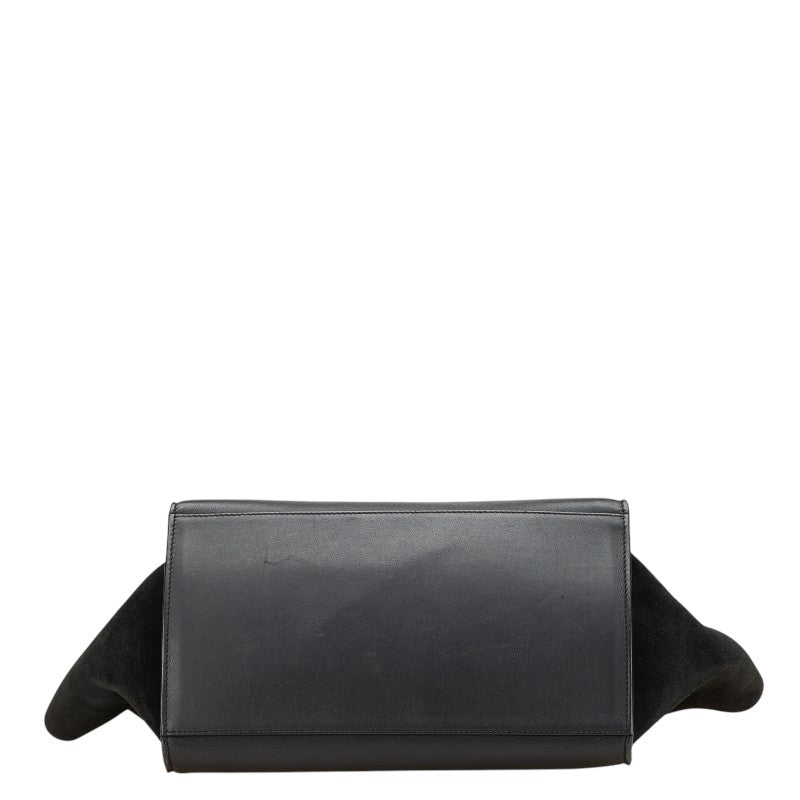 セリーヌ トラペーズ クロコ型押 ハンドバッグ ショルダーバッグ 2WAY ブラック レザー レディース CELINE 【中古】