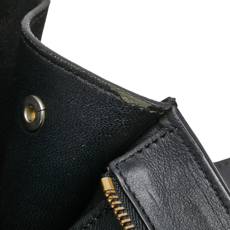 セリーヌ トラペーズ クロコ型押 ハンドバッグ ショルダーバッグ 2WAY ブラック レザー レディース CELINE 【中古】