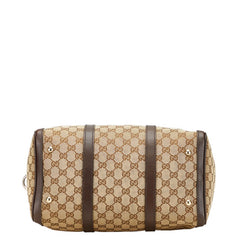 グッチ GGキャンバス ボストンバッグ ショルダーバッグ 2WAY 247205 ベージュ ブラウン キャンバス レザー レディース GUCCI 【中古】