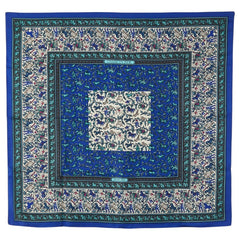 エルメス カレ90 CHASSE EN INDE インドの狩猟 スカーフ ブルー ホワイト マルチカラー シルク レディース HERMES 【中古】