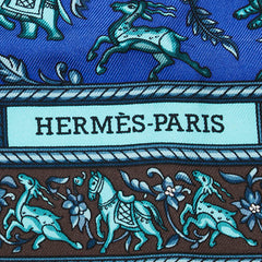エルメス カレ90 CHASSE EN INDE インドの狩猟 スカーフ ブルー ホワイト マルチカラー シルク レディース HERMES 【中古】