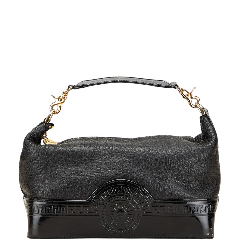 ヴェルサーチェ サンバースト ハンドバッグ ブラック レザー レディース VERSACE 【中古】