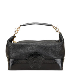 ヴェルサーチェ サンバースト ハンドバッグ ブラック レザー レディース VERSACE 【中古】