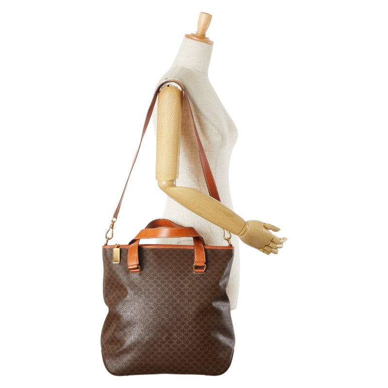 セリーヌ マカダム ハンドバッグ ショルダーバッグ 2WAY ブラウン PVC レザー レディース CELINE 【中古】