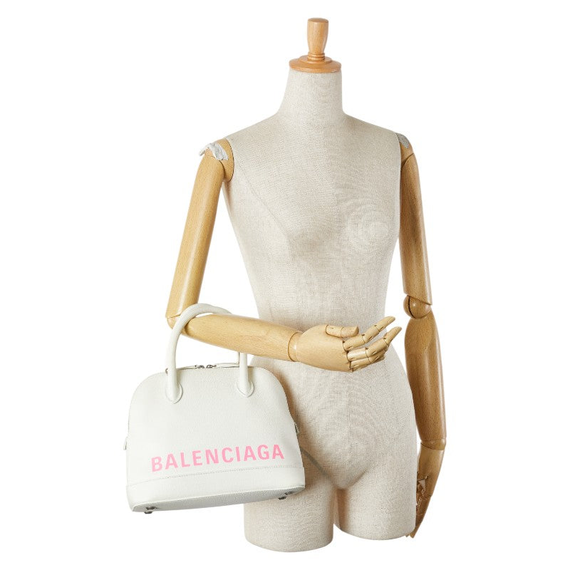 バレンシアガ ヴィル トップハンドルS ハンドバッグ ホワイト ピンク レザー レディース BALENCIAGA 【中古】