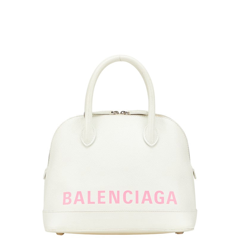 バレンシアガ ヴィル トップハンドルS ハンドバッグ ホワイト ピンク レザー レディース BALENCIAGA 【中古】