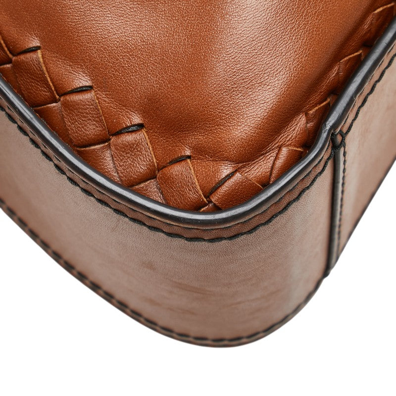 ボッテガヴェネタ イントレチャート ビジネスバッグ ショルダーバッグ ブラウン レザー メンズ BOTTEGAVENETA 【中古】