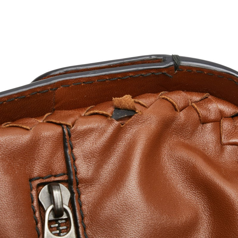 ボッテガヴェネタ イントレチャート ビジネスバッグ ショルダーバッグ ブラウン レザー メンズ BOTTEGAVENETA 【中古】