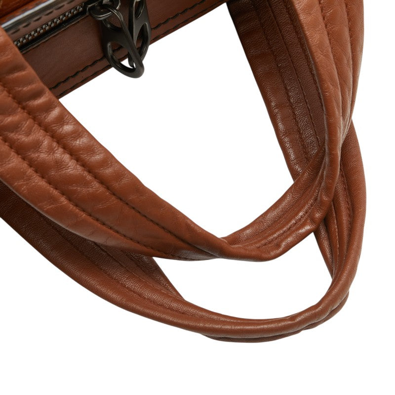 ボッテガヴェネタ イントレチャート ビジネスバッグ ショルダーバッグ ブラウン レザー メンズ BOTTEGAVENETA 【中古】