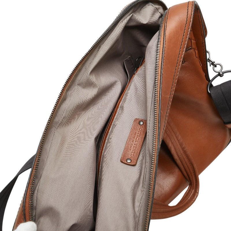 ボッテガヴェネタ イントレチャート ビジネスバッグ ショルダーバッグ ブラウン レザー メンズ BOTTEGAVENETA 【中古】