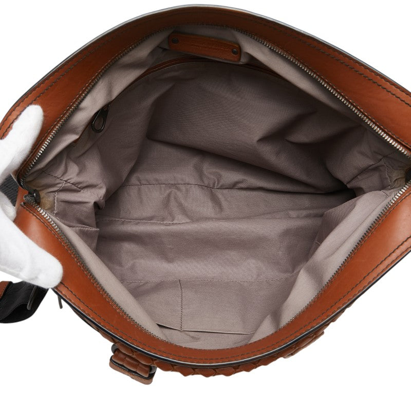ボッテガヴェネタ イントレチャート ビジネスバッグ ショルダーバッグ ブラウン レザー メンズ BOTTEGAVENETA 【中古】