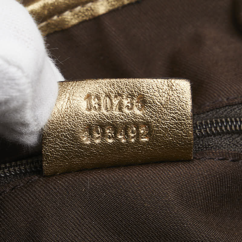 グッチ GGキャンバス アビー トートバッグ ハンドバッグ 130736 ブラウン ゴールド キャンバス レザー レディース GUCCI 【中古】