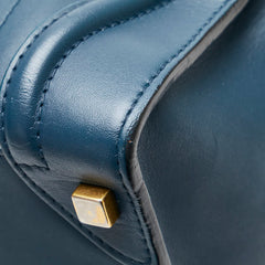 セリーヌ ラゲージ マイクロショッパー ハンドバッグ トートバッグ ネイビー ブラック レザー レディース CELINE 【中古】