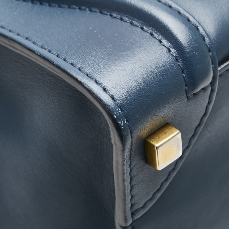 セリーヌ ラゲージ マイクロショッパー ハンドバッグ トートバッグ ネイビー ブラック レザー レディース CELINE 【中古】