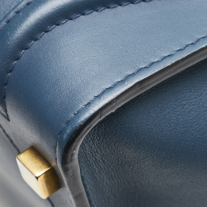セリーヌ ラゲージ マイクロショッパー ハンドバッグ トートバッグ ネイビー ブラック レザー レディース CELINE 【中古】