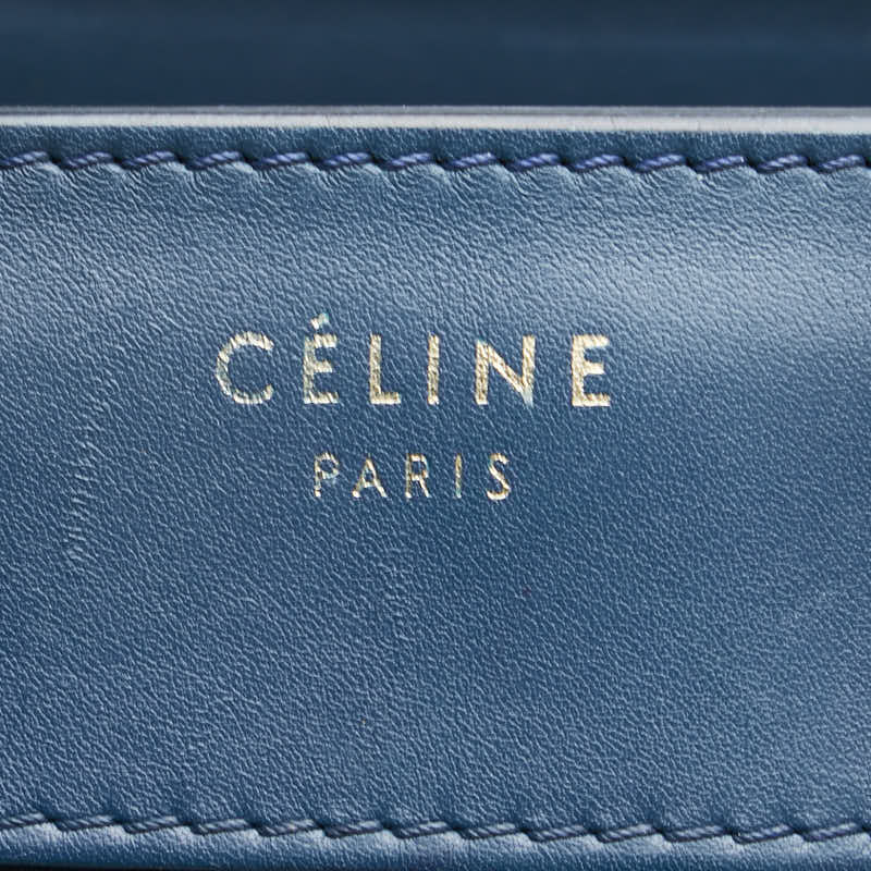 セリーヌ ラゲージ マイクロショッパー ハンドバッグ トートバッグ ネイビー ブラック レザー レディース CELINE 【中古】