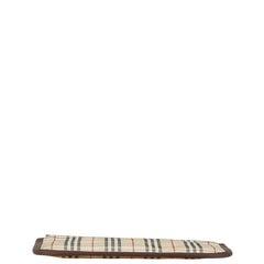バーバリー ノバチェック ポーチ ベージュ ブラウン キャンバス レザー レディース BURBERRY 【中古】