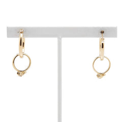 K18YG イエローゴールド ダイヤ0.08ct チャーム付きフープ ピアス レディース 【中古】