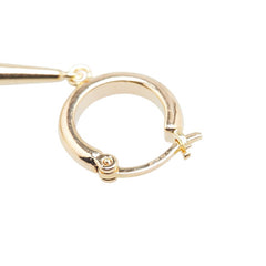 K18YG イエローゴールド ダイヤ0.08ct チャーム付きフープ ピアス レディース 【中古】