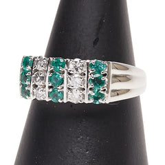 Pt900 プラチナ エメラルド1.00ct ダイヤ0.40ct リング 指輪 レディース 17.5号 【中古】