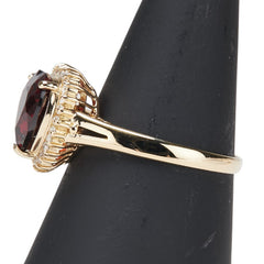 K18YG イエローゴールド ガーネット ダイヤ0.17ct ハート モチーフ リング 指輪 レディース 15号 【中古】