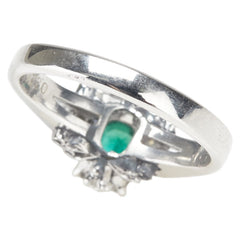 Pt900 プラチナ エメラルド0.34ct ダイヤ0.24ct メレ リング 指輪 レディース 11号 【中古】