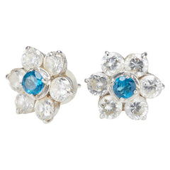 K14WG ホワイトゴールド キュービックジルコニア 花 フラワー モチーフ スタッドピアス レディース 【中古】