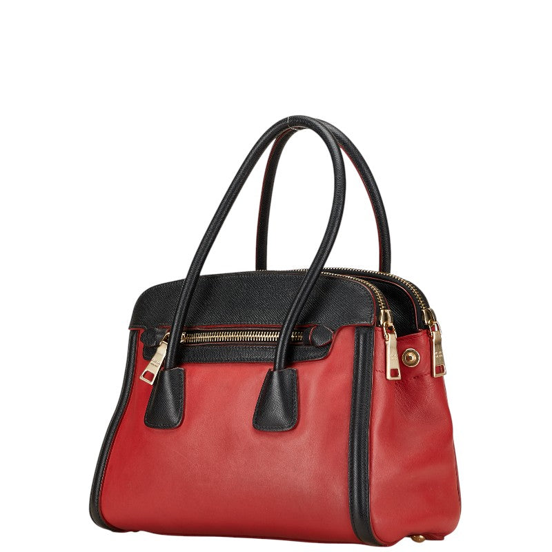 プラダ ハンドバッグ ショルダーバッグ 2WAY レッド ブラック レザー レディース PRADA 【中古】